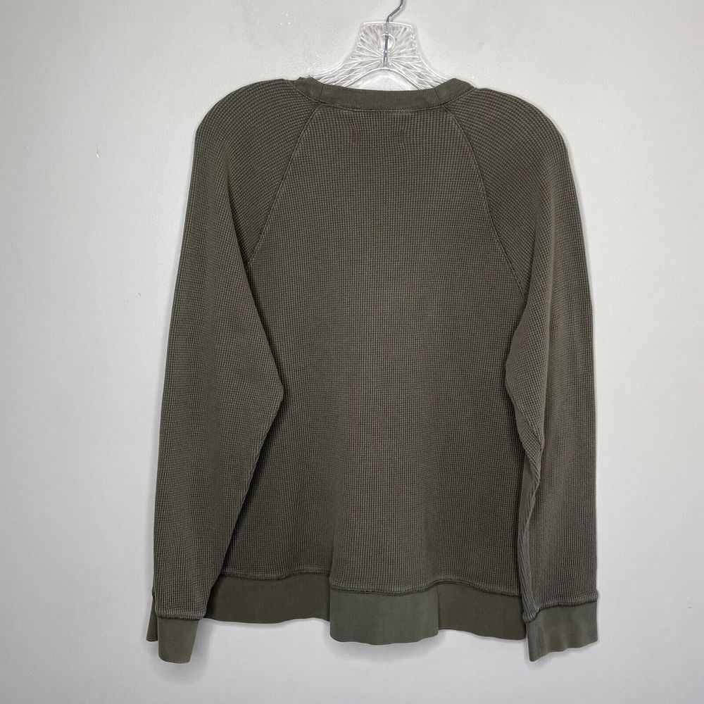 EVERLANE Waffle Tee Women Large L Olive Green Organic Cotton Long Sleeve Thermal - Picture 4 of 7